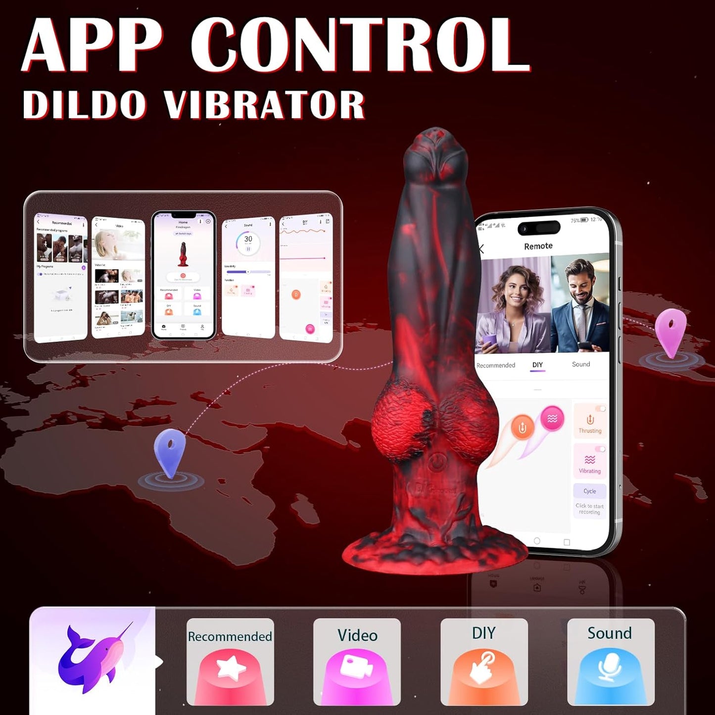 Knoten Vibrator, Schwarz Rot