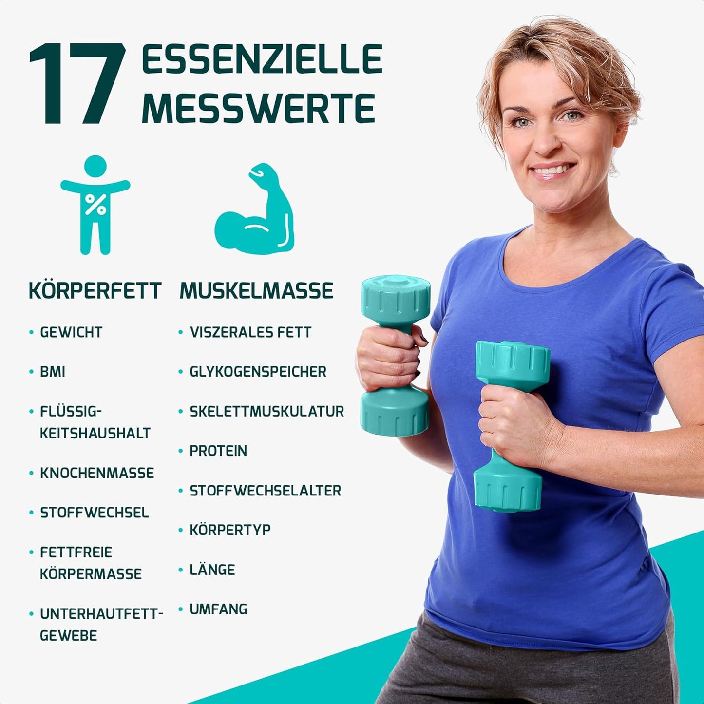 Körperanalysewaage mit App, Schwarz