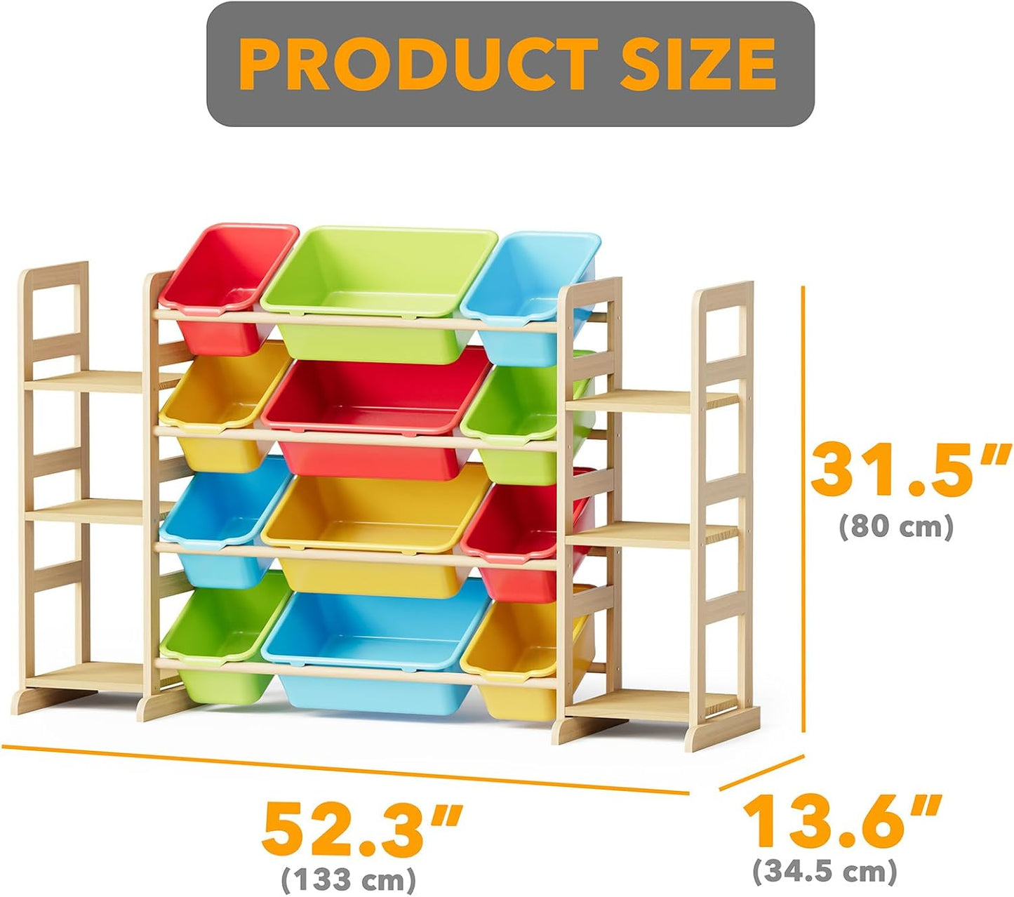 Spielzeug-Organizer mit Regalen und Behältern, Bunt 52.3"W, 6 Shelves, 12 Bins 1