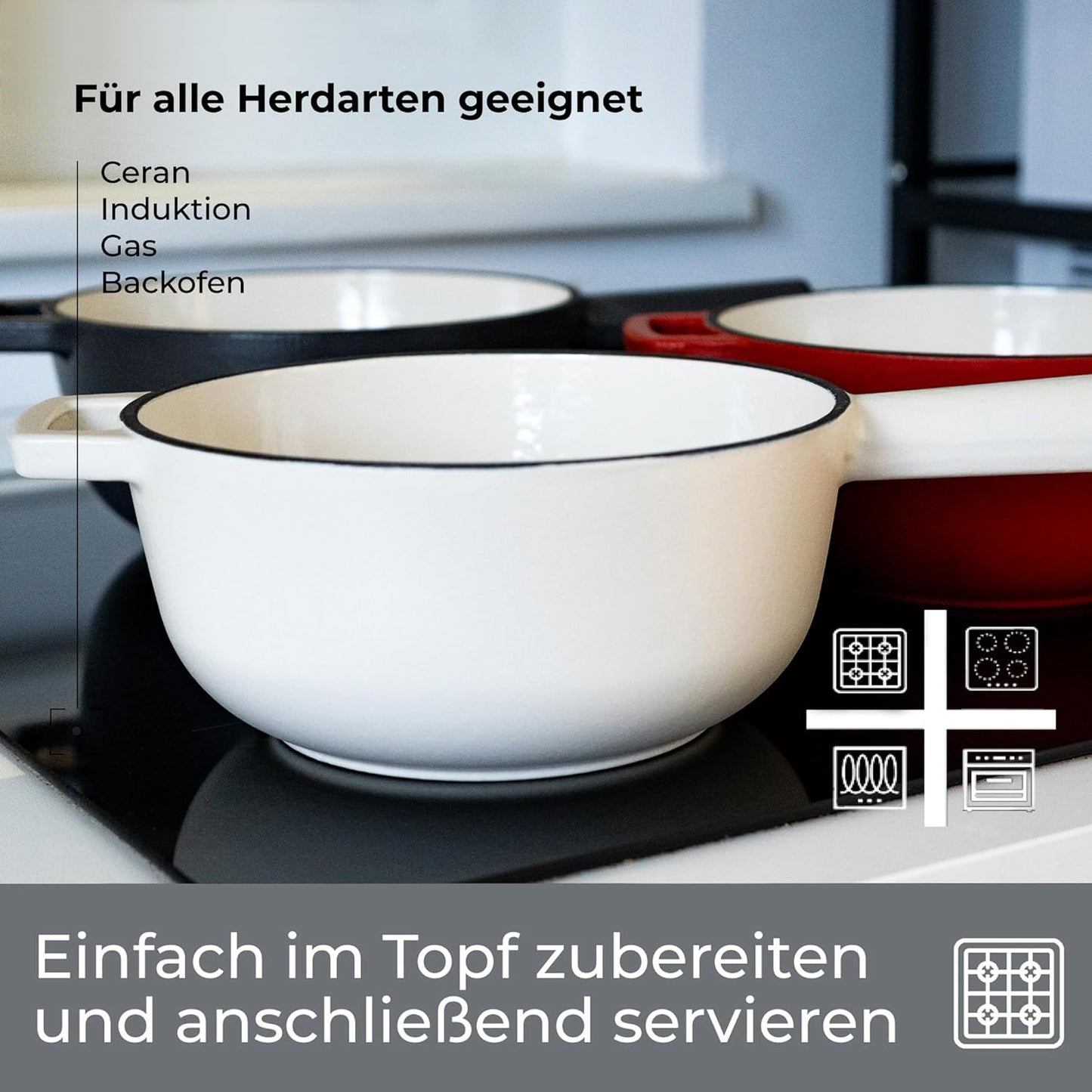 Fondue Topf für 6 Personen, Cremeweiss Ersatztopf