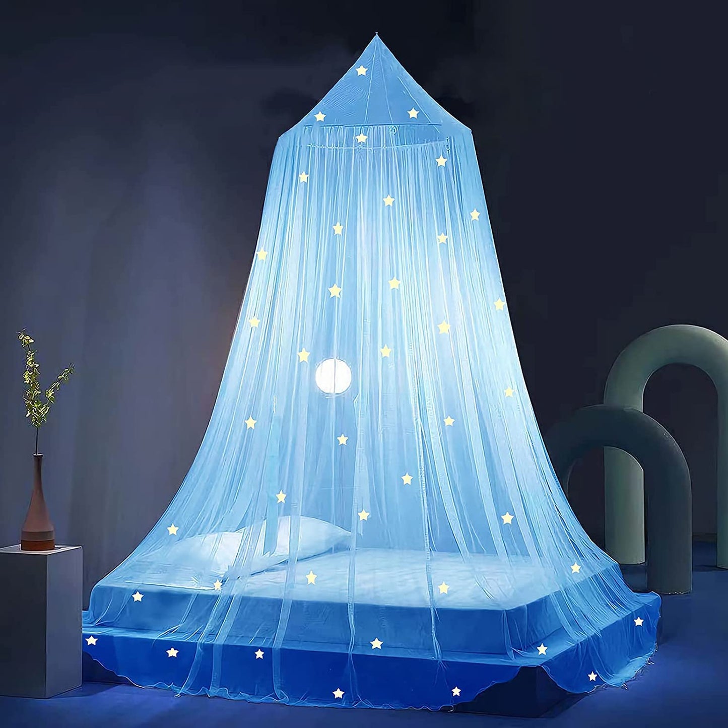 Leuchtender Sterne-Betthimmel Moskitonetz für Mädchen, Large (Pack of 1) Star Blue