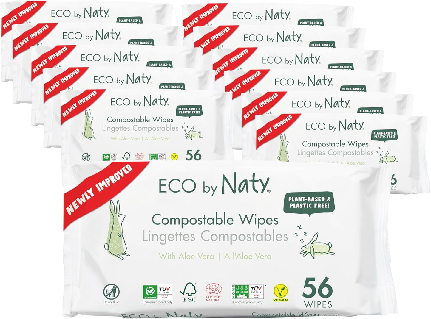 Kompostierbare Sensitive Aloe Vera Baby Feuchttücher