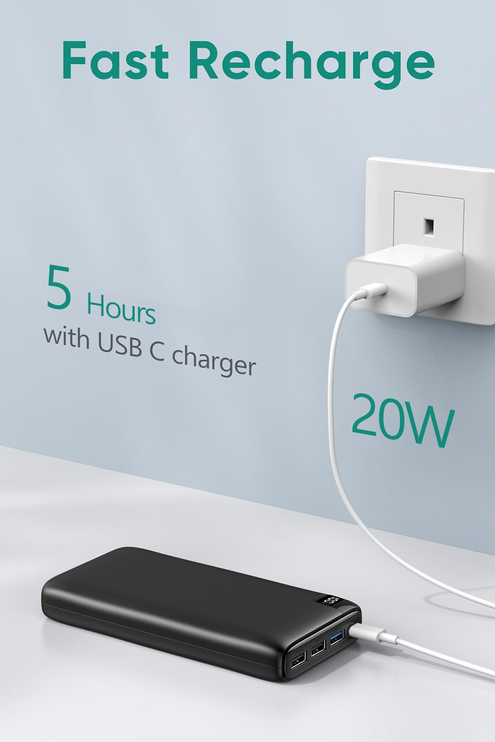Powerbank B02P mit Power Delivery und 4 Ports, Schwarz