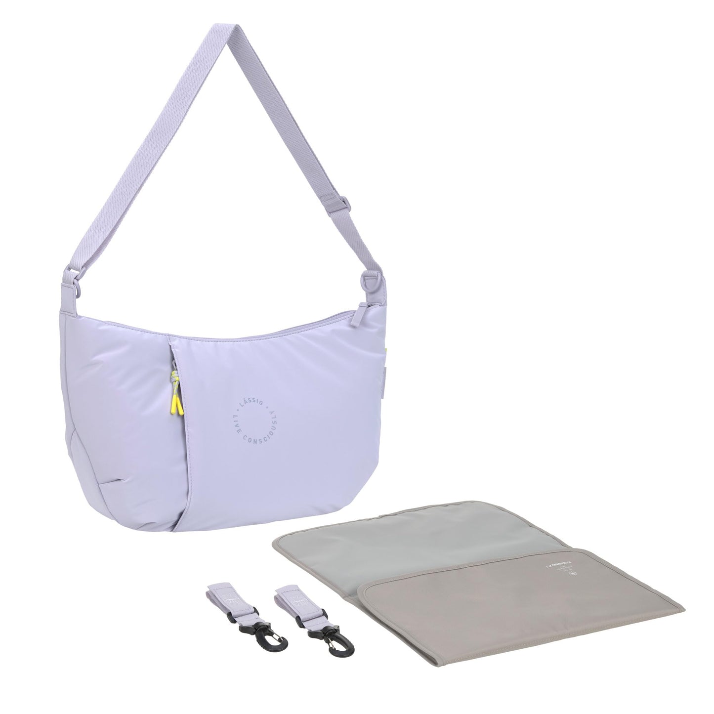 Baby-Wickeltasche mit Wickelunterlage und Kinderwagenbefestigung, Lila