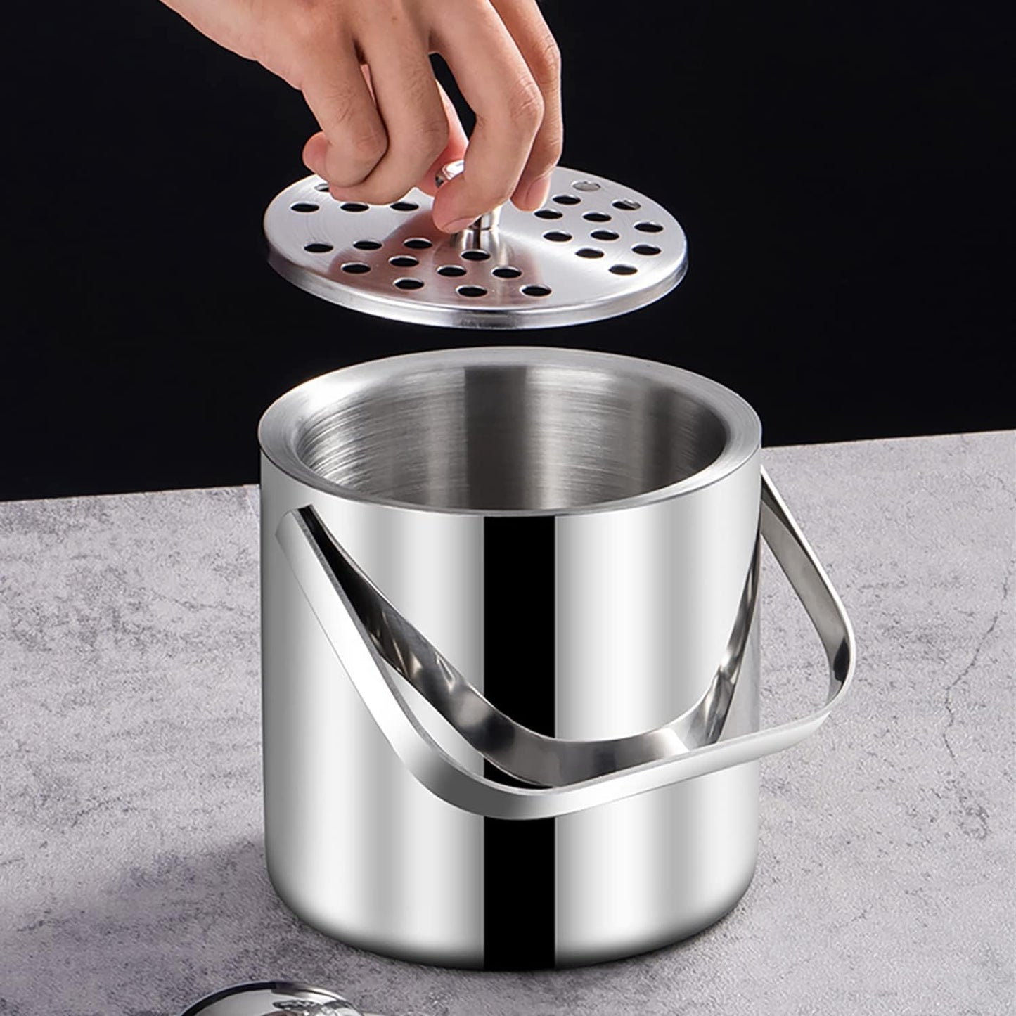 Eiseimer mit Deckel und Zange, 3L