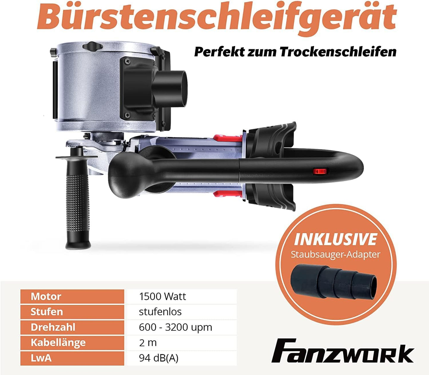 Satinierschleifmaschine V2 mit Drehzahlregelung, V2 Set mit Stahldraht & Nylon Bürste