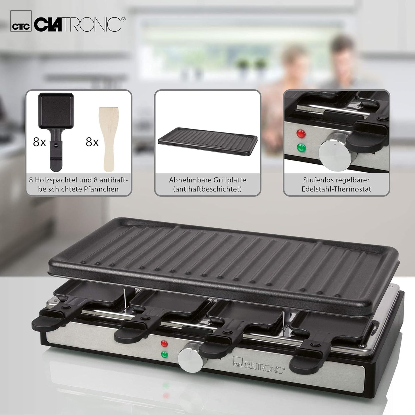 RG 3757, Raclette für 8 Personen mit Grillplatte
