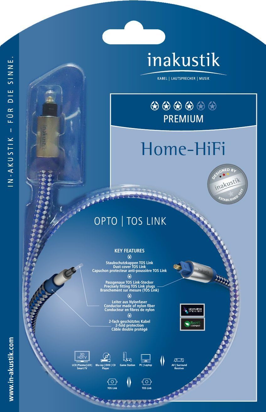 Premium Optokabel für digitale Audiosignale, 1 m Single