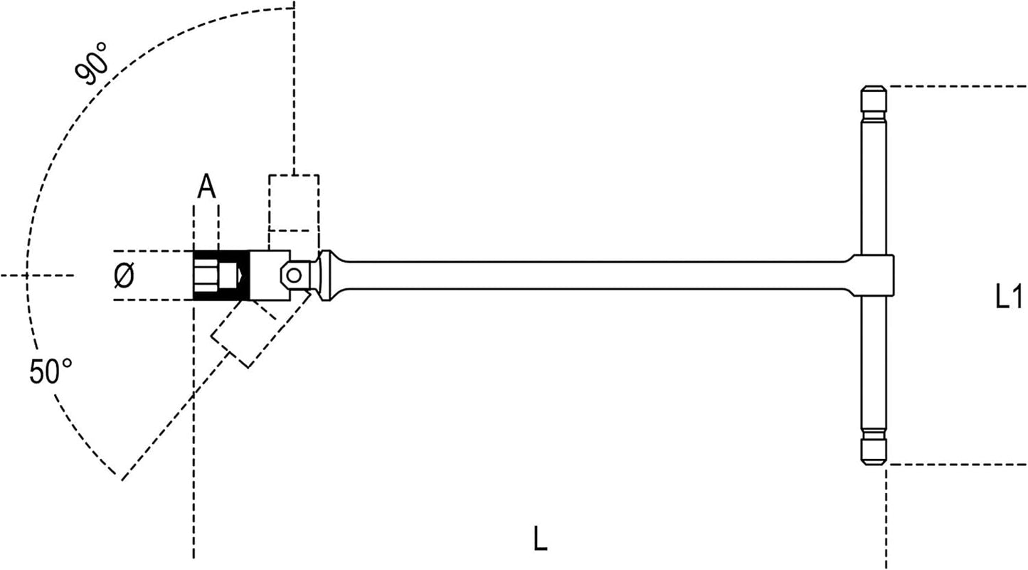 Sechskantschlüssel mit T-Griff (Modell 952), 08 mm, Silber