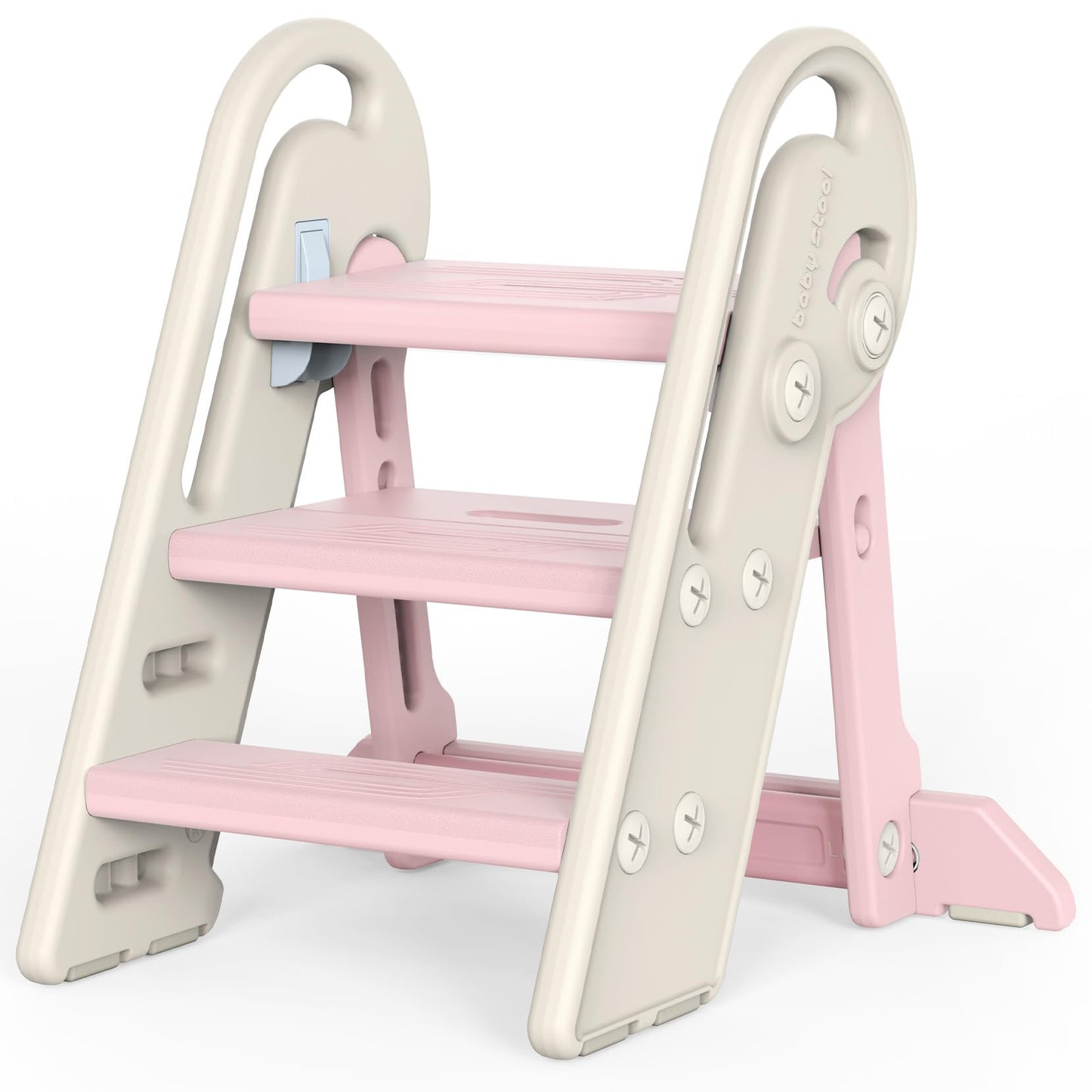 Höhenverstellbarer Tritthocker für Kinder, klappbar, Rosa