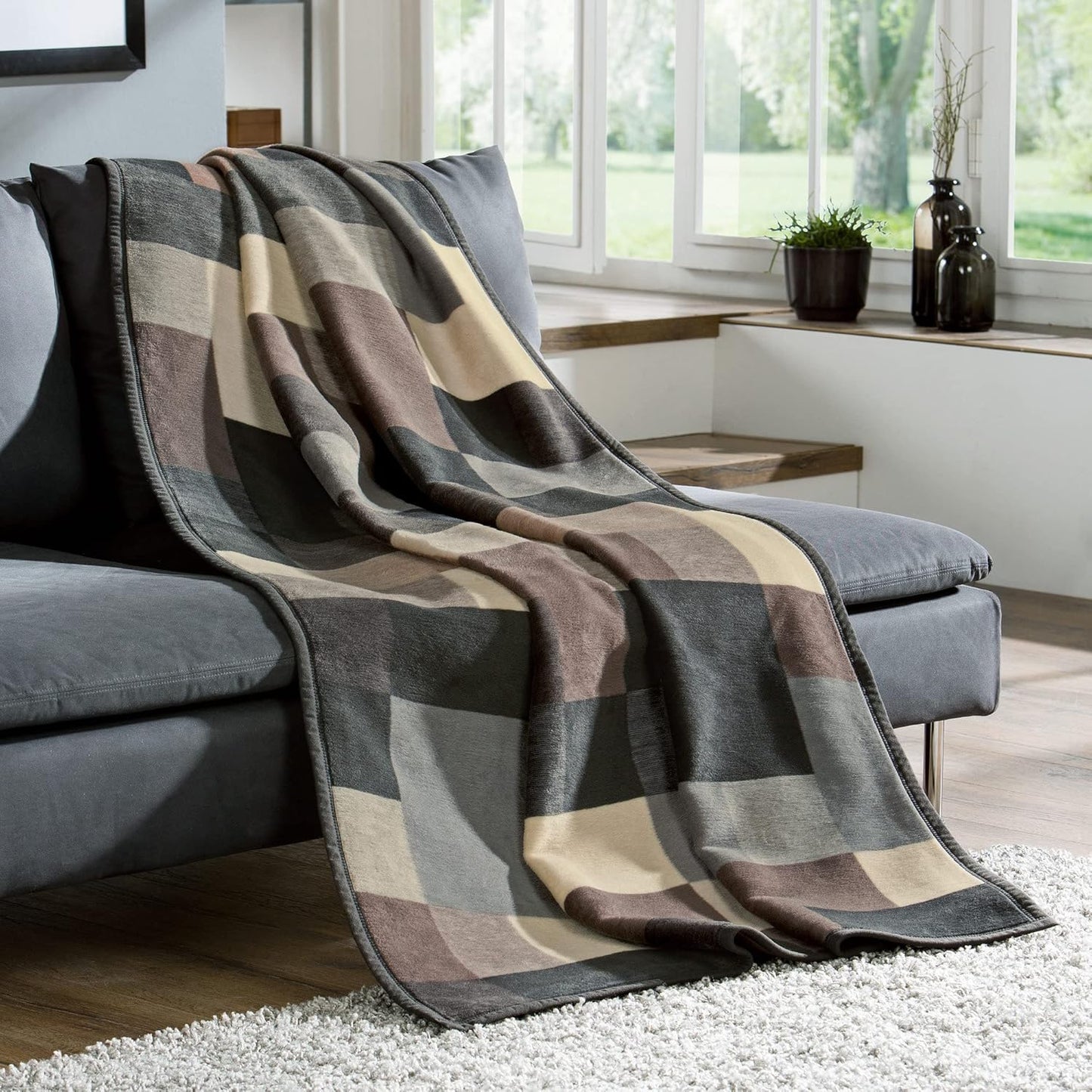 Wohndecke 2er-Pack, Grau Wohndecke 2er - 150x200 cm
