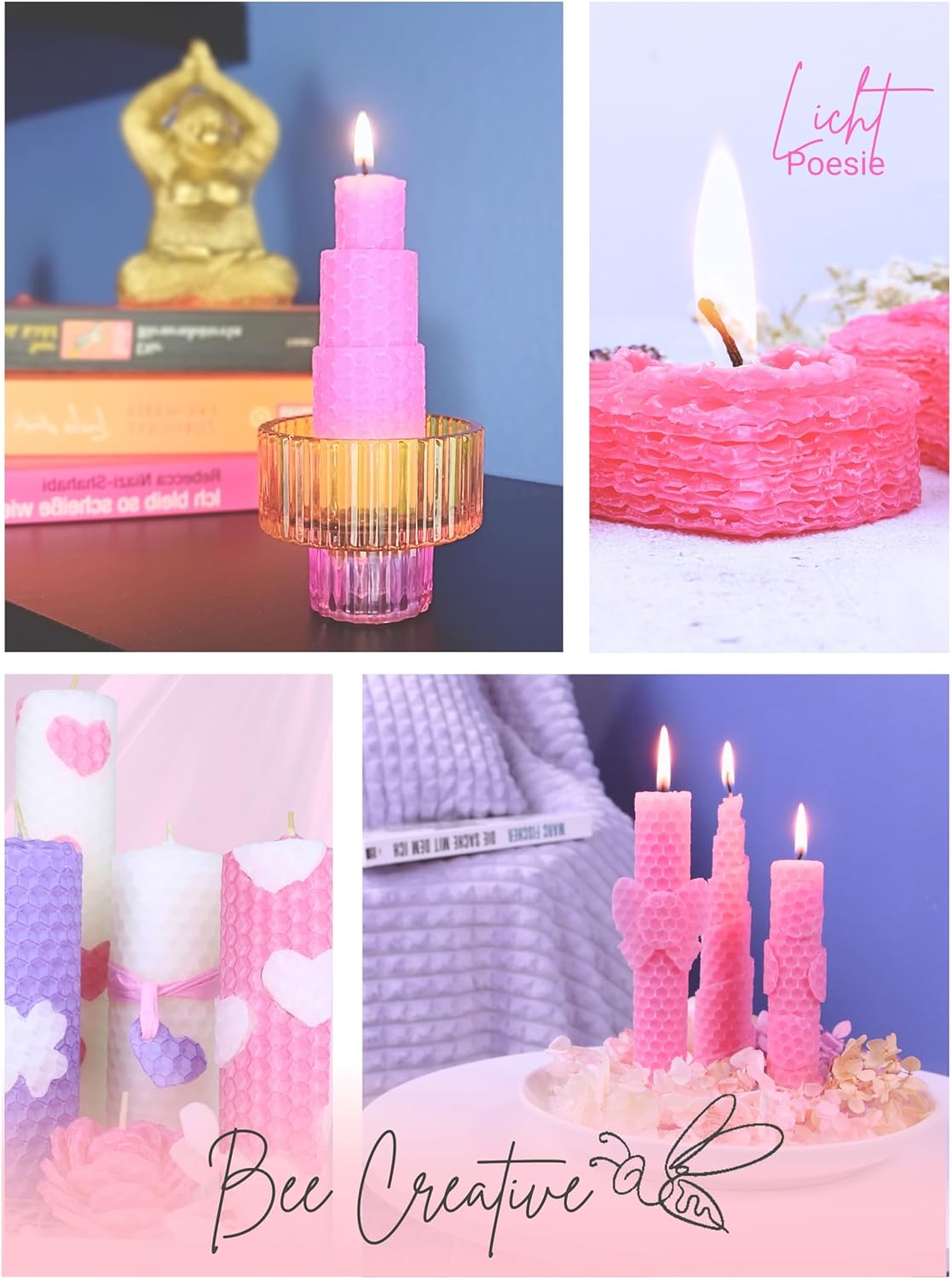 DIY Bienenwachs-Kerzen-Bastelset, Rosa