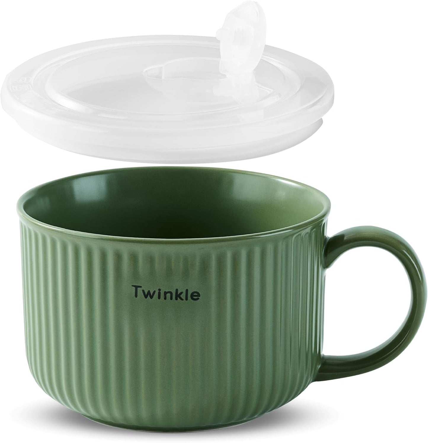 Suppenschalen mit Griff, Green With Clear Lid
