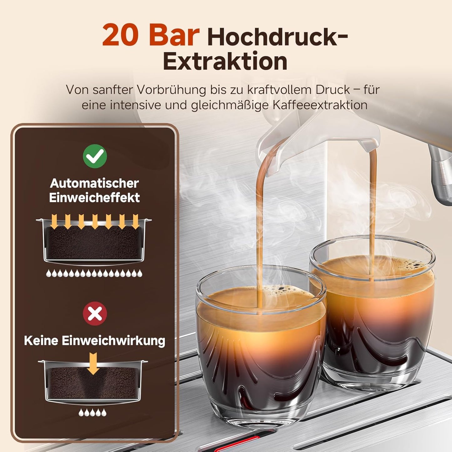 Siebträgermaschine mit Cold-Brew-Funktion, 1.8L Silver