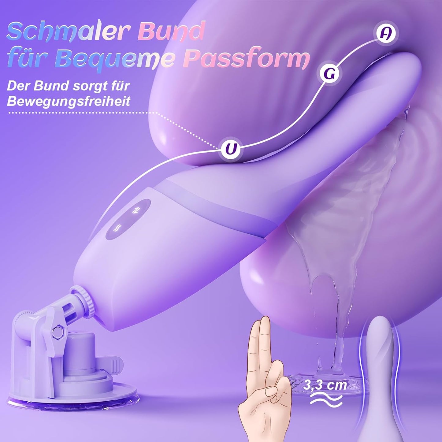 Dildo mit Stoss- und Vibrationsfunktion, Helllila