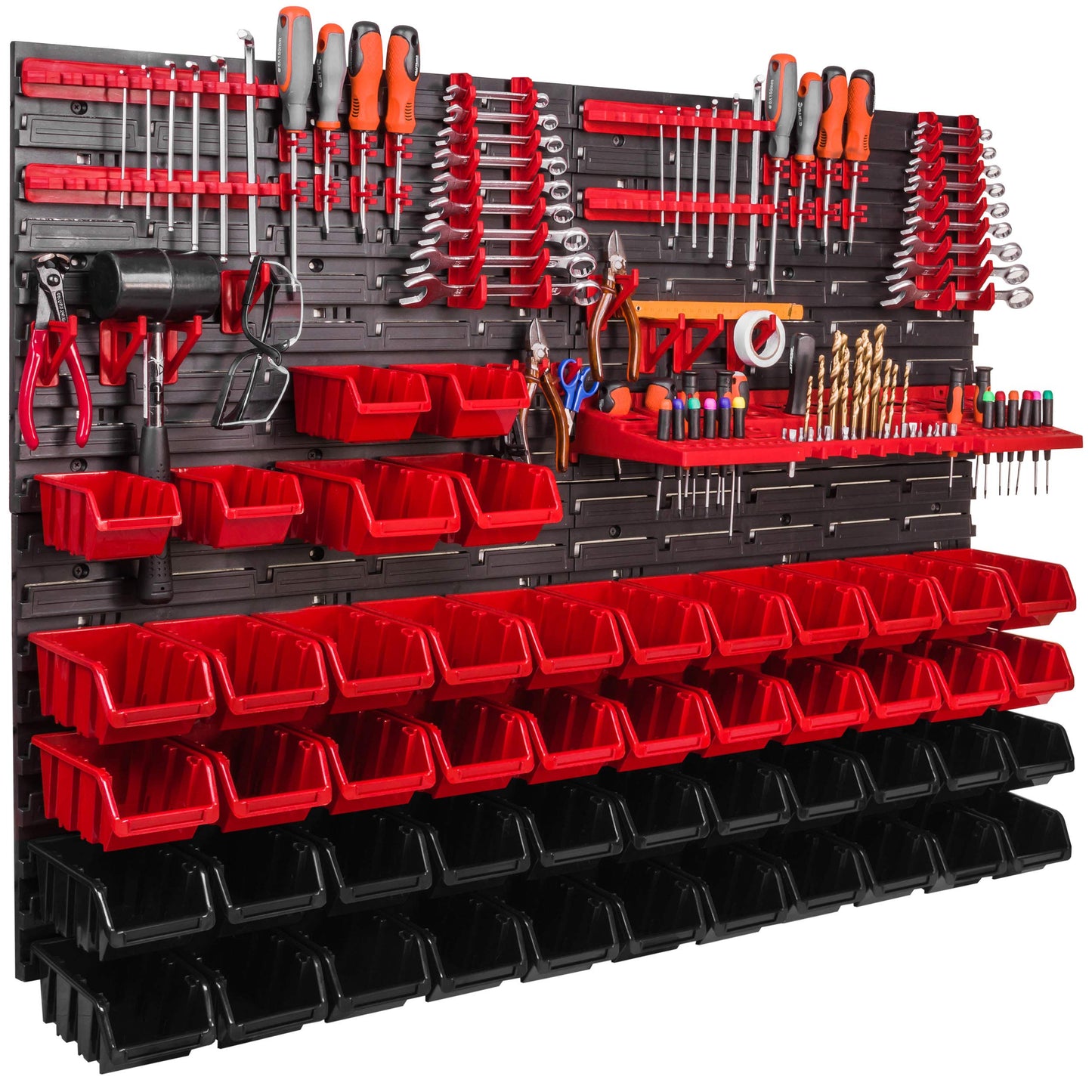 Werkstattregal mit Stapelboxen und Werkzeughalterungen, Itbnn600x4-u2001-mix32