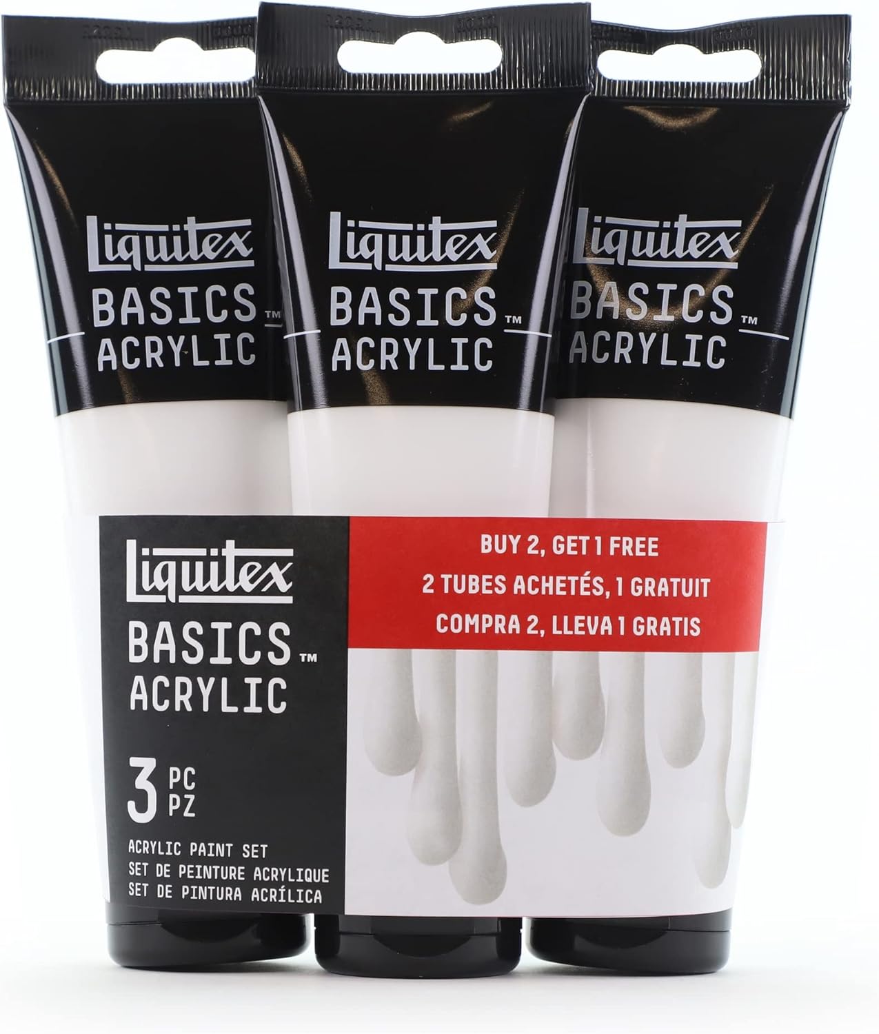 3-teiliges Acrylfarben Set, 3 Tuben Titanweiss; in 118ml Tuben, Acrylfarben Set - 3 Farben