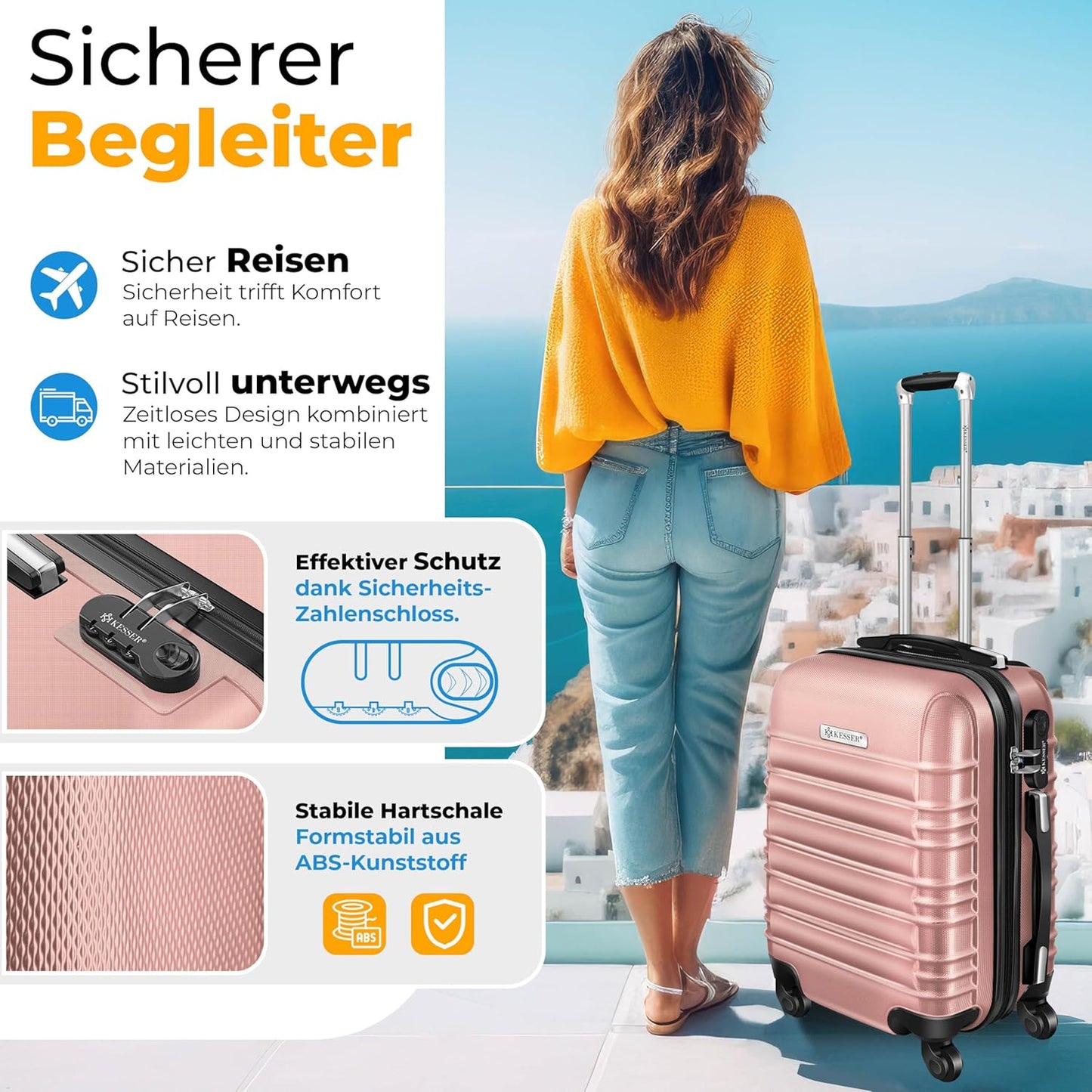 Reisekoffer mit Zahlenschloss (120L), 75cm – 120L Himbeerrosa