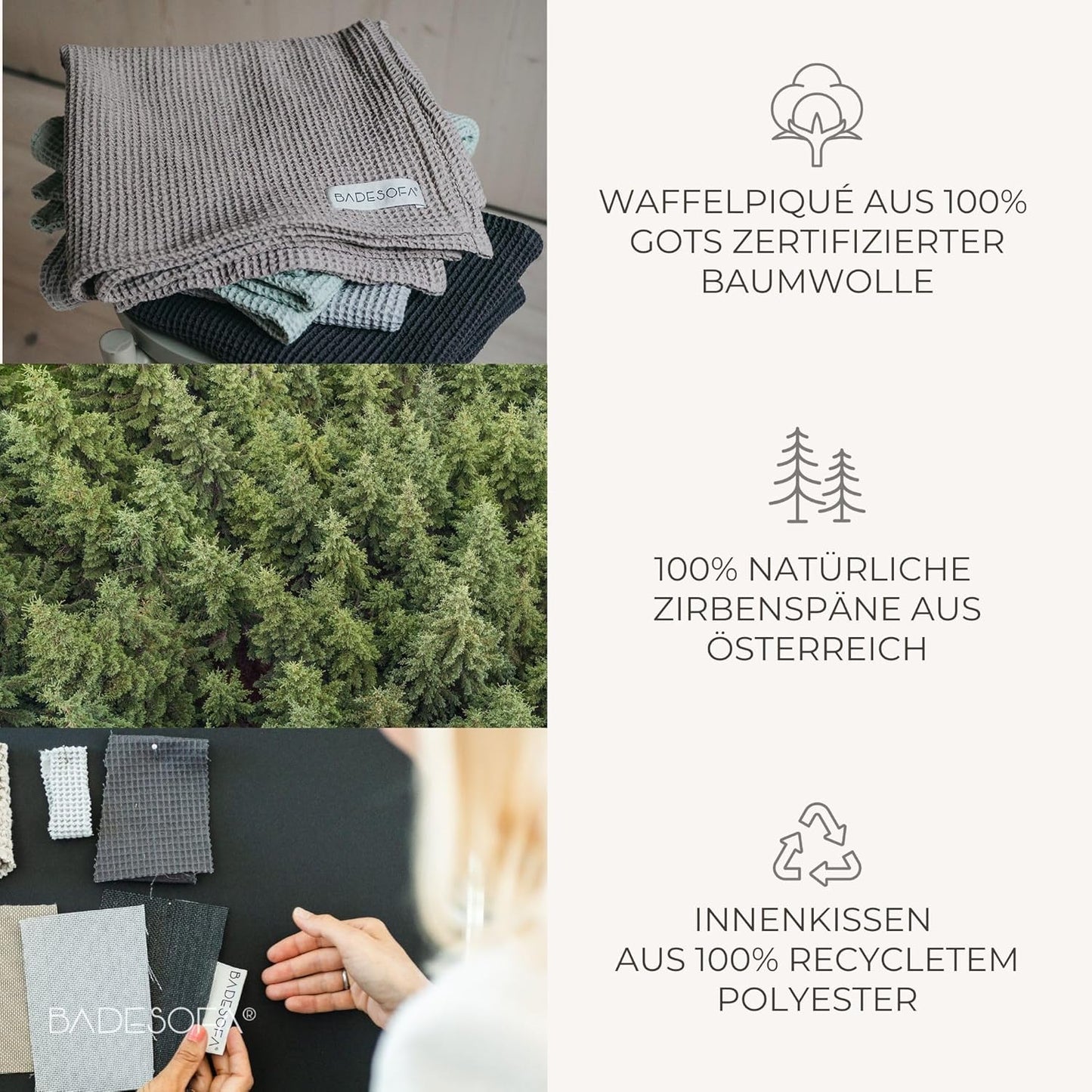 Zirbenkissen für Sauna, Gross Grün