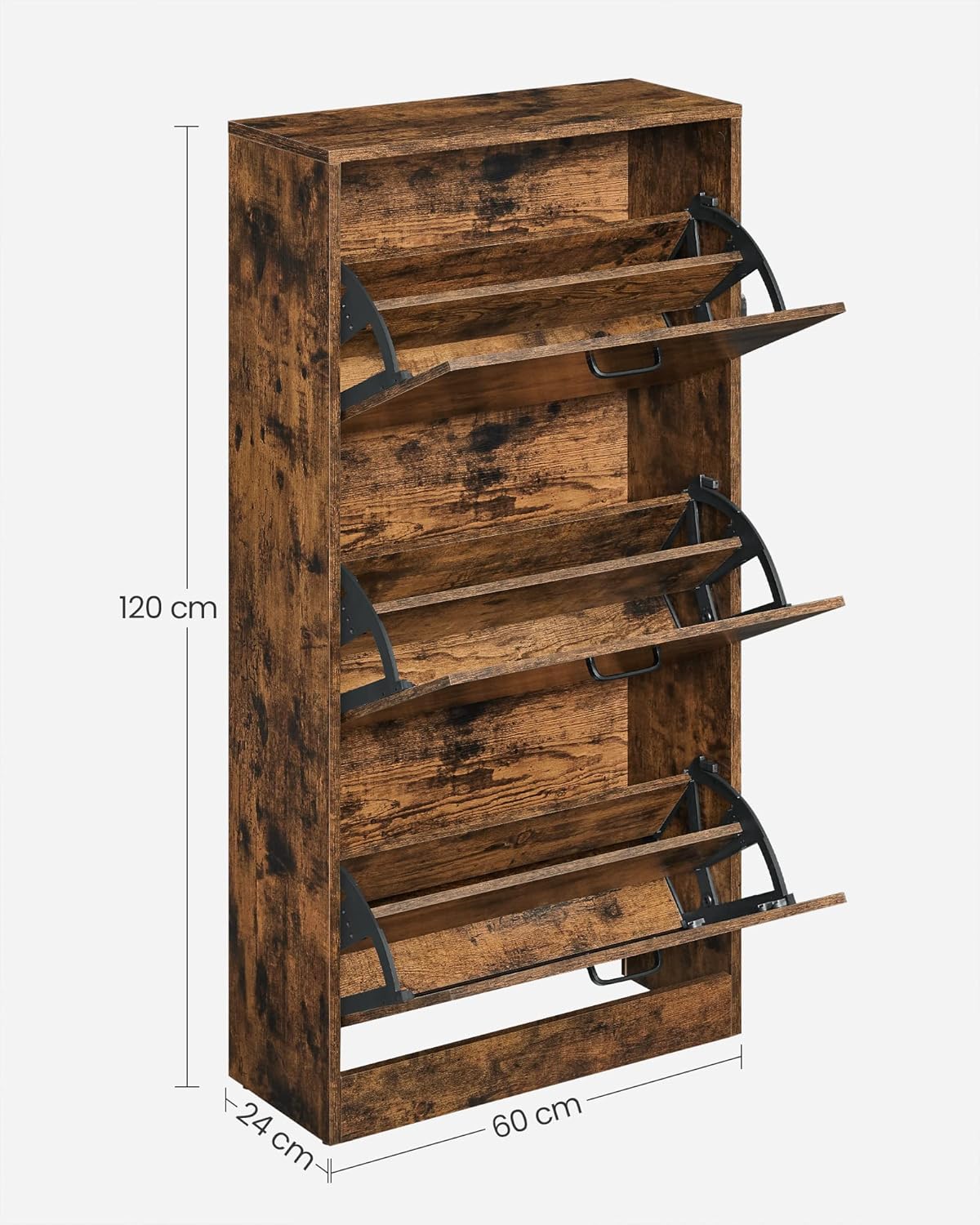 Schuhregal Flip, Vintagebraun 60 x 24 x 120 cm