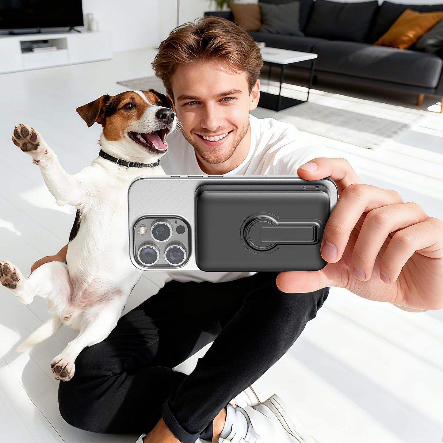 Magnetische Powerbank mit Schnellladefunktion, Schwarz