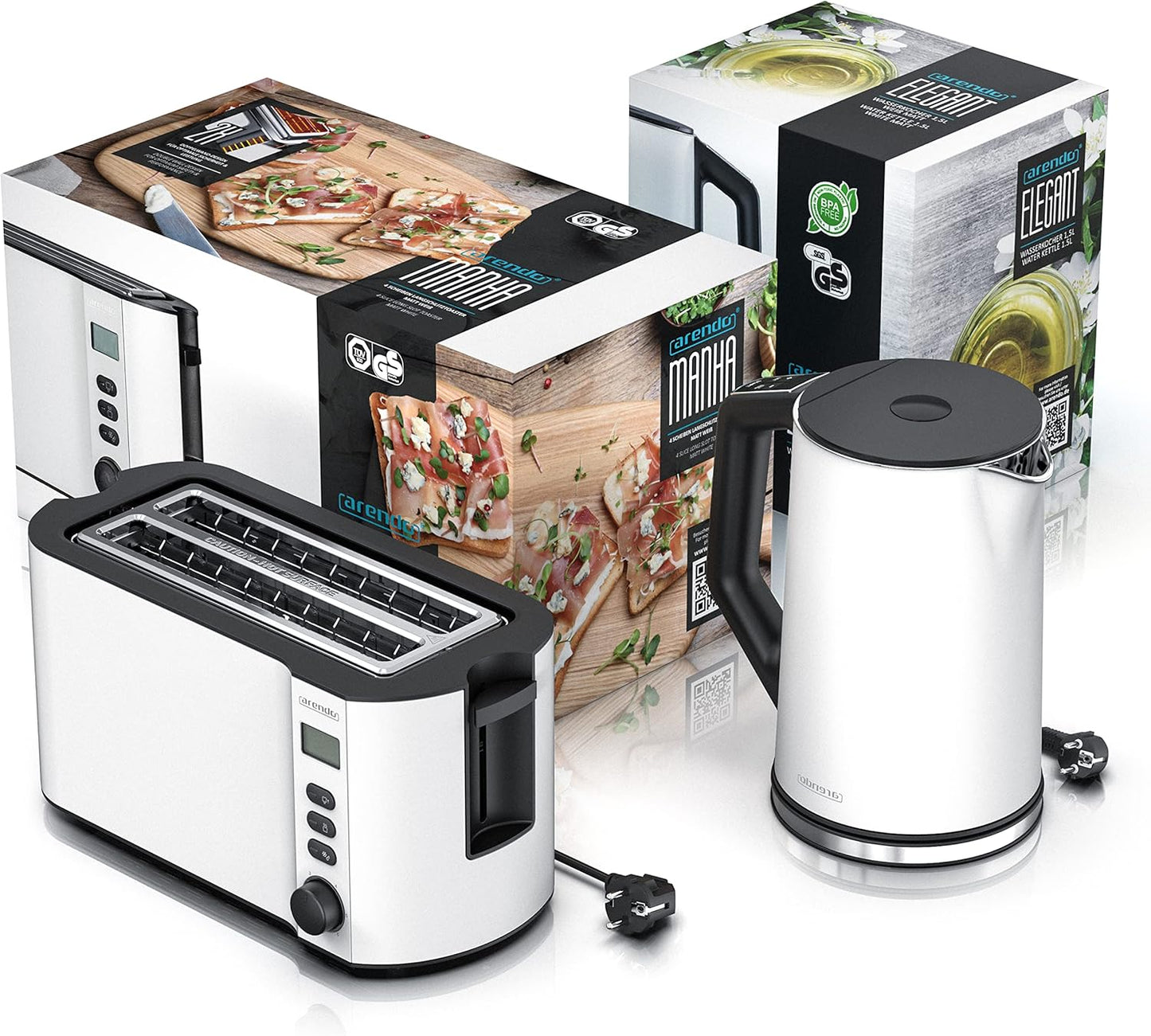 Wasserkocher und Toaster Set, D: Weiss