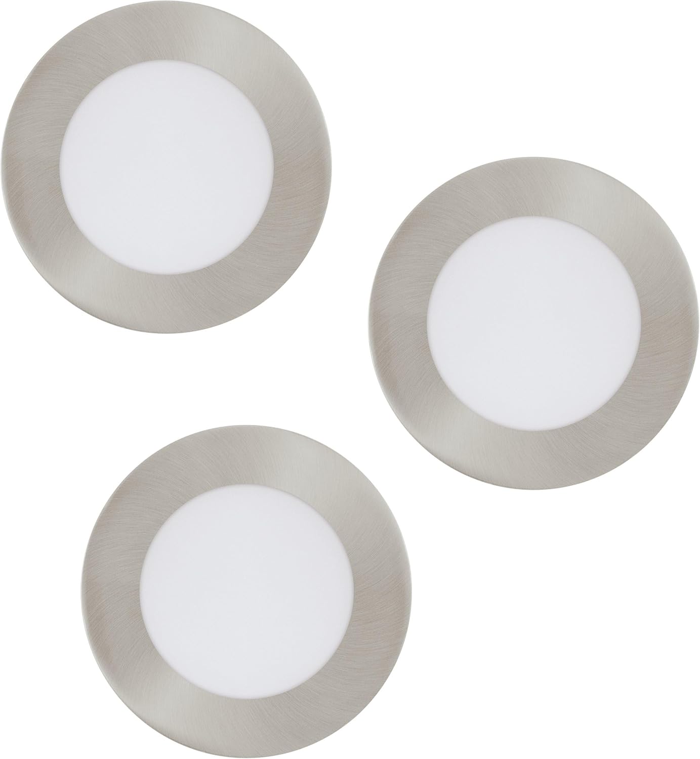3er-Set LED Einbaustrahler, Nickel-matt / Ø 12 cm