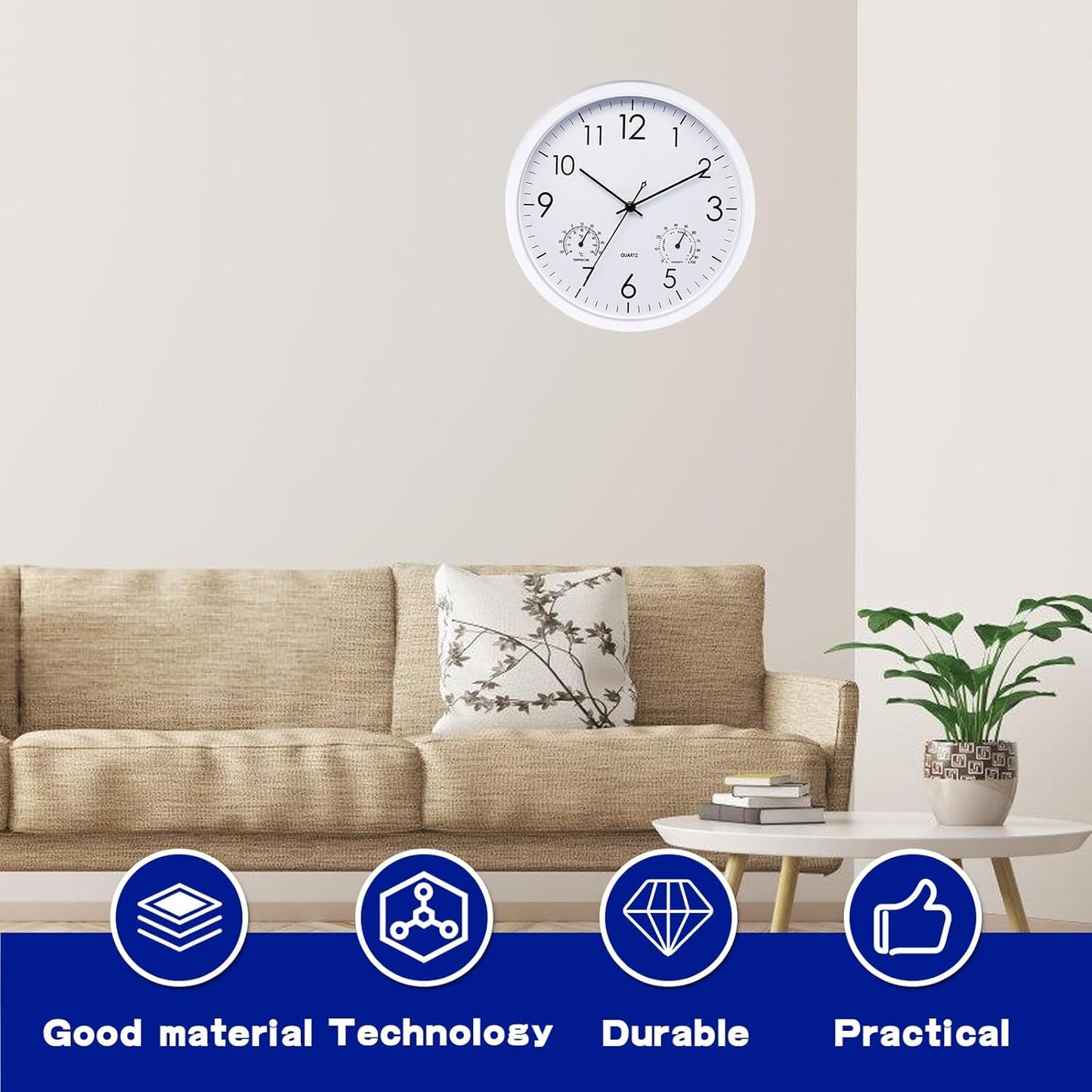 Wetterfeste Gartenuhr mit Thermometer & Hygrometer