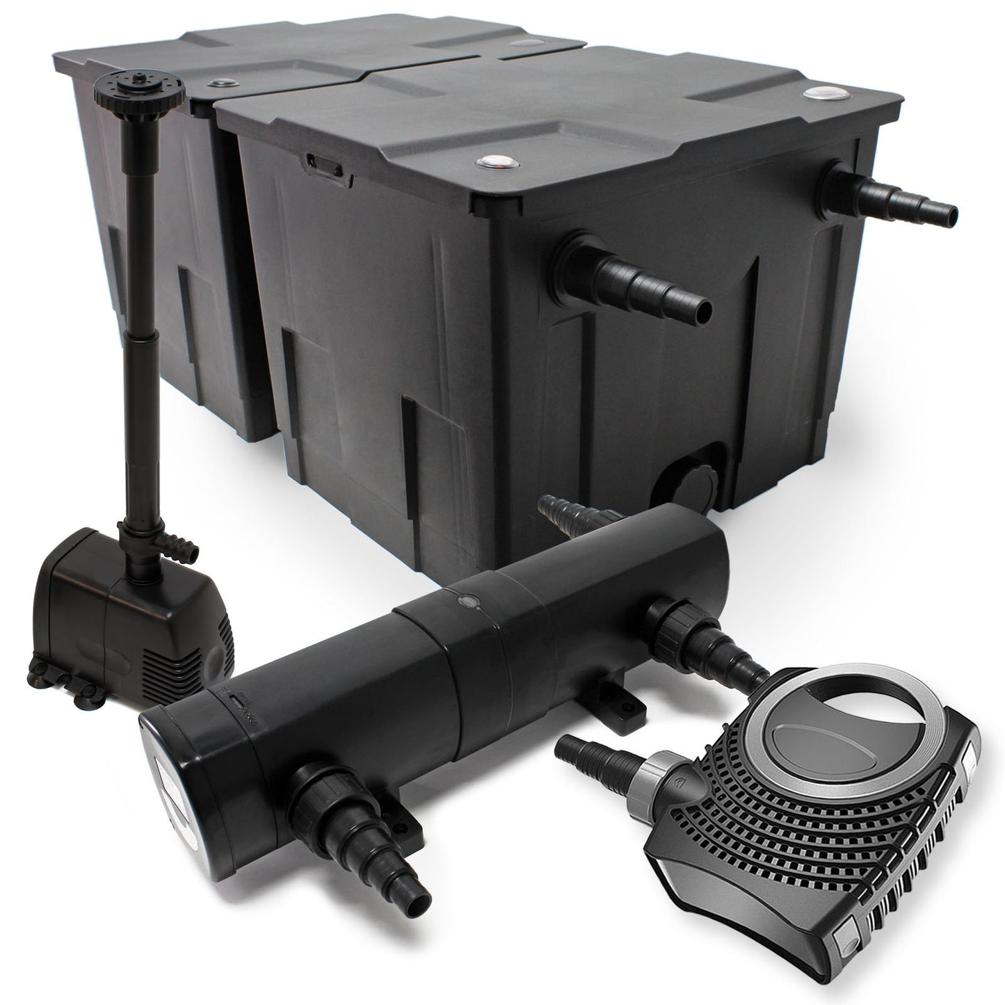 Teichfilter Komplettset bis 60000 L mit Pumpe & UVC Klärer, CBF-350B Filter + 10000 l/h Pumpe + 36 W UVC + 16 W Fontänenpumpe
