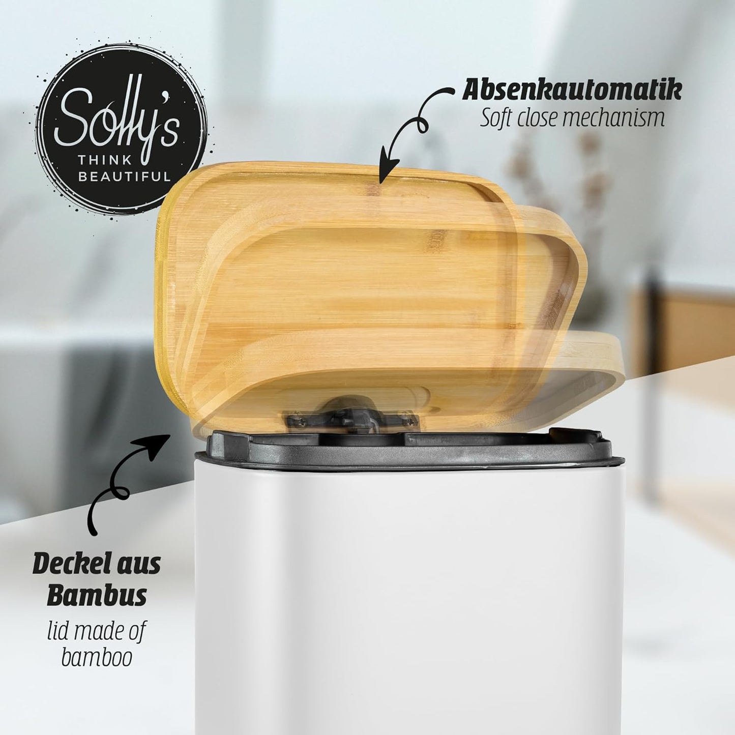 Kosmetikeimer mit Absenkautomatik, Weiß 5 Liter