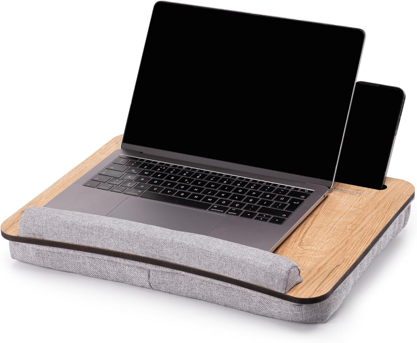 Laptopkissen mit Handgelenkauflage, Eiche & Grau