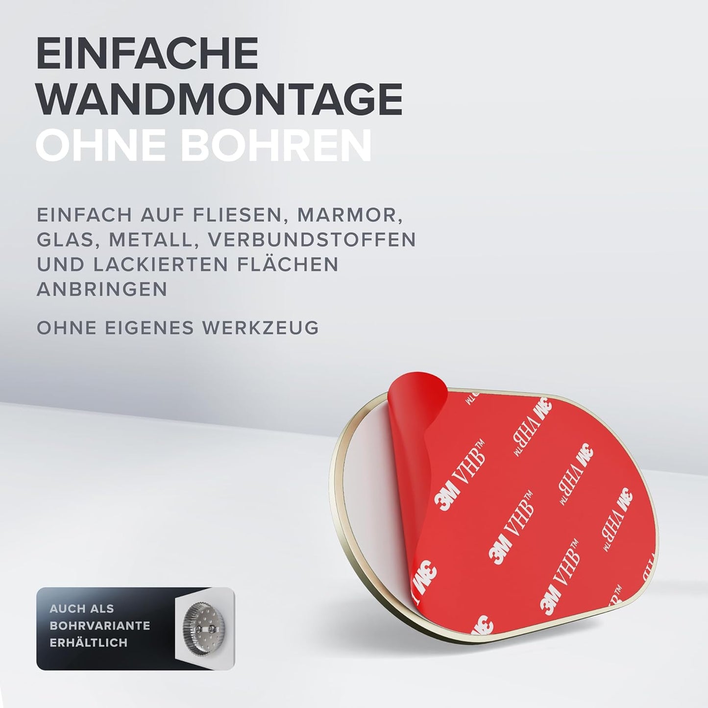 Kosmetikspiegel Blavand mit Beleuchtung und 5-fach Vergrösserung, Gold - Ohne Bohren Zum Kleben