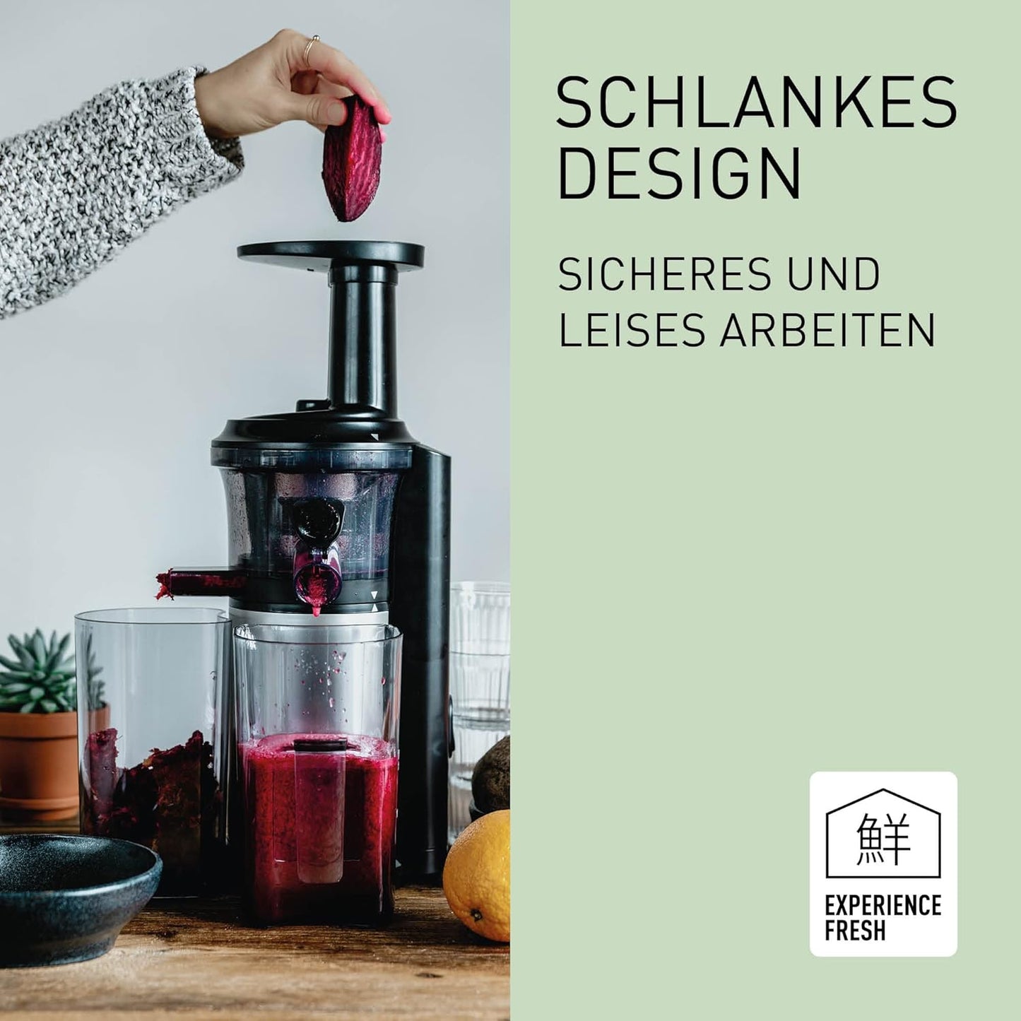 MJ-L500S Slow Juicer mit 2 Einsätzen, Silber