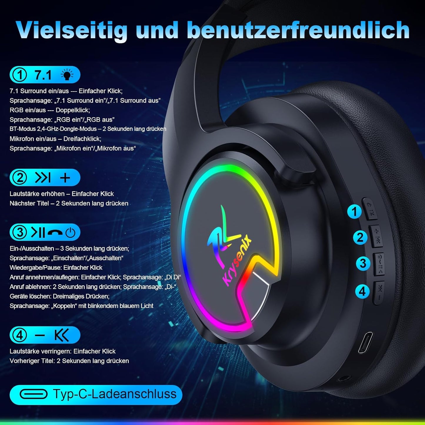 PG3 Gaming Headset, Russschwarz