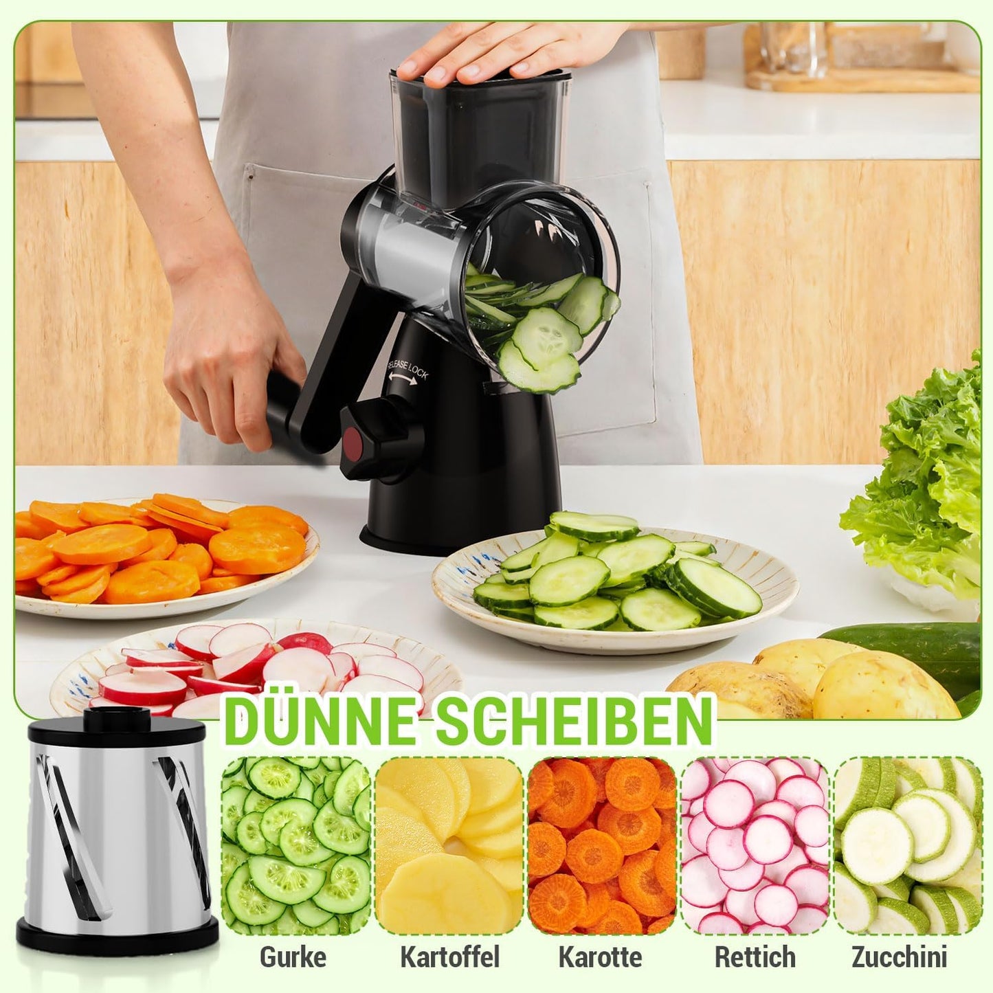 Käsereibe mit Kurbel