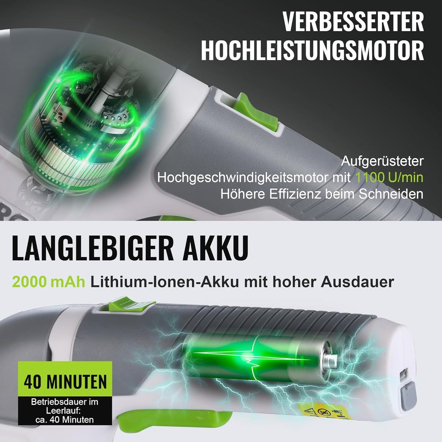 2in1 Akku-Gartenschere, Weiss
