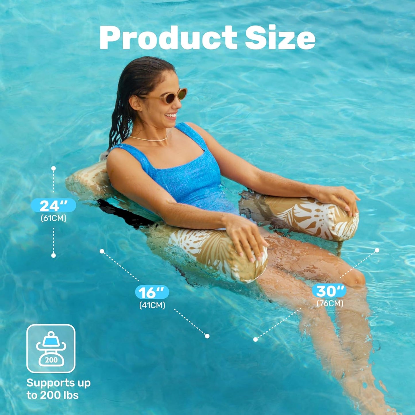 Aufblasbare Pool-Schwimmsitze 2er-Set für Erwachsene, Champagner, Rosa