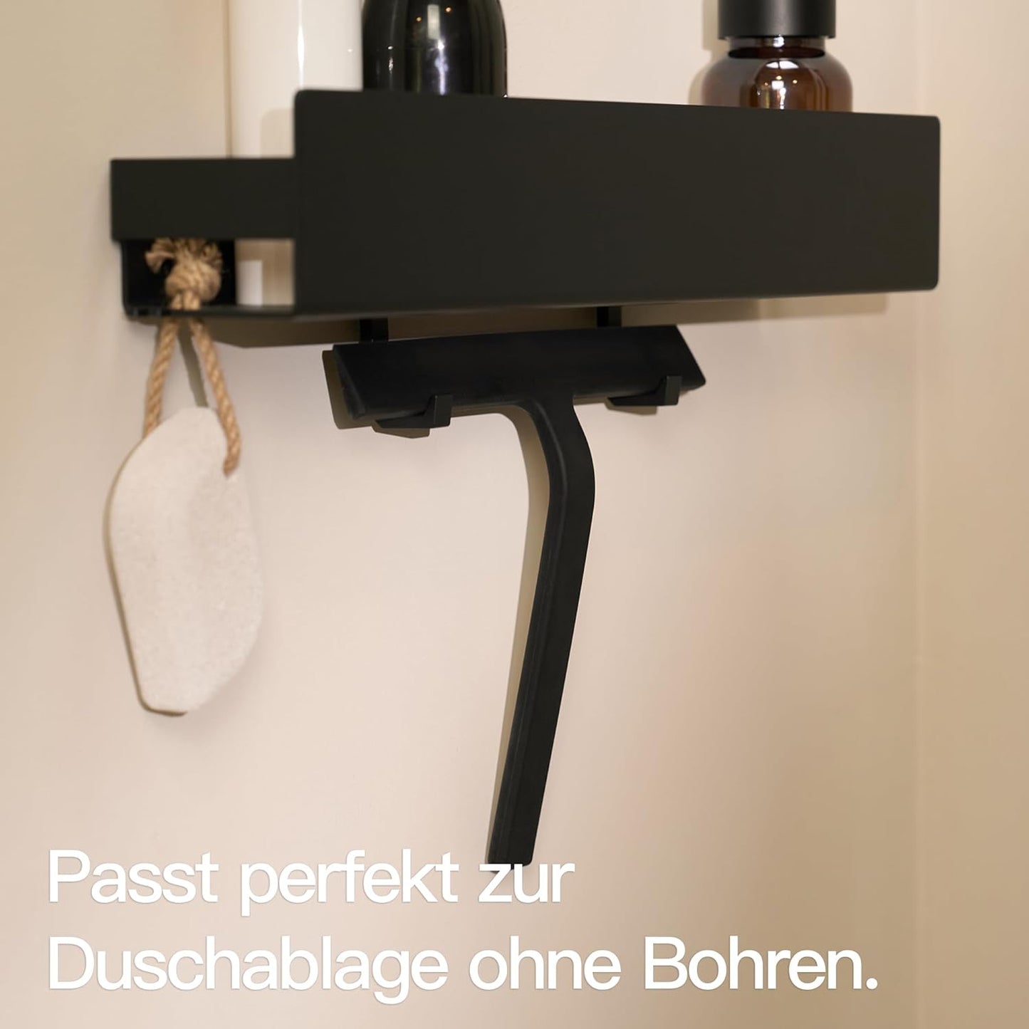 Duschabzieher ohne Bohren, Schwarz 23 cm