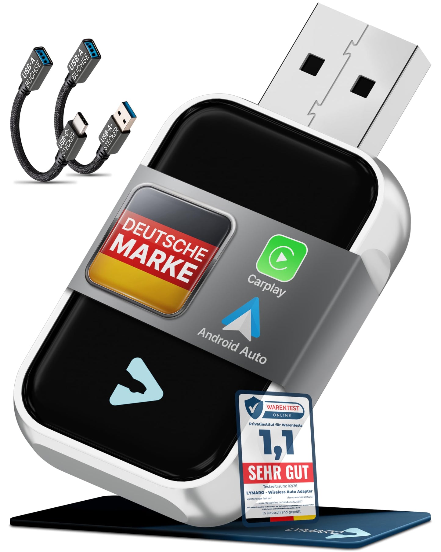 Kabelloser Carplay & Android Auto Adapter, Silver