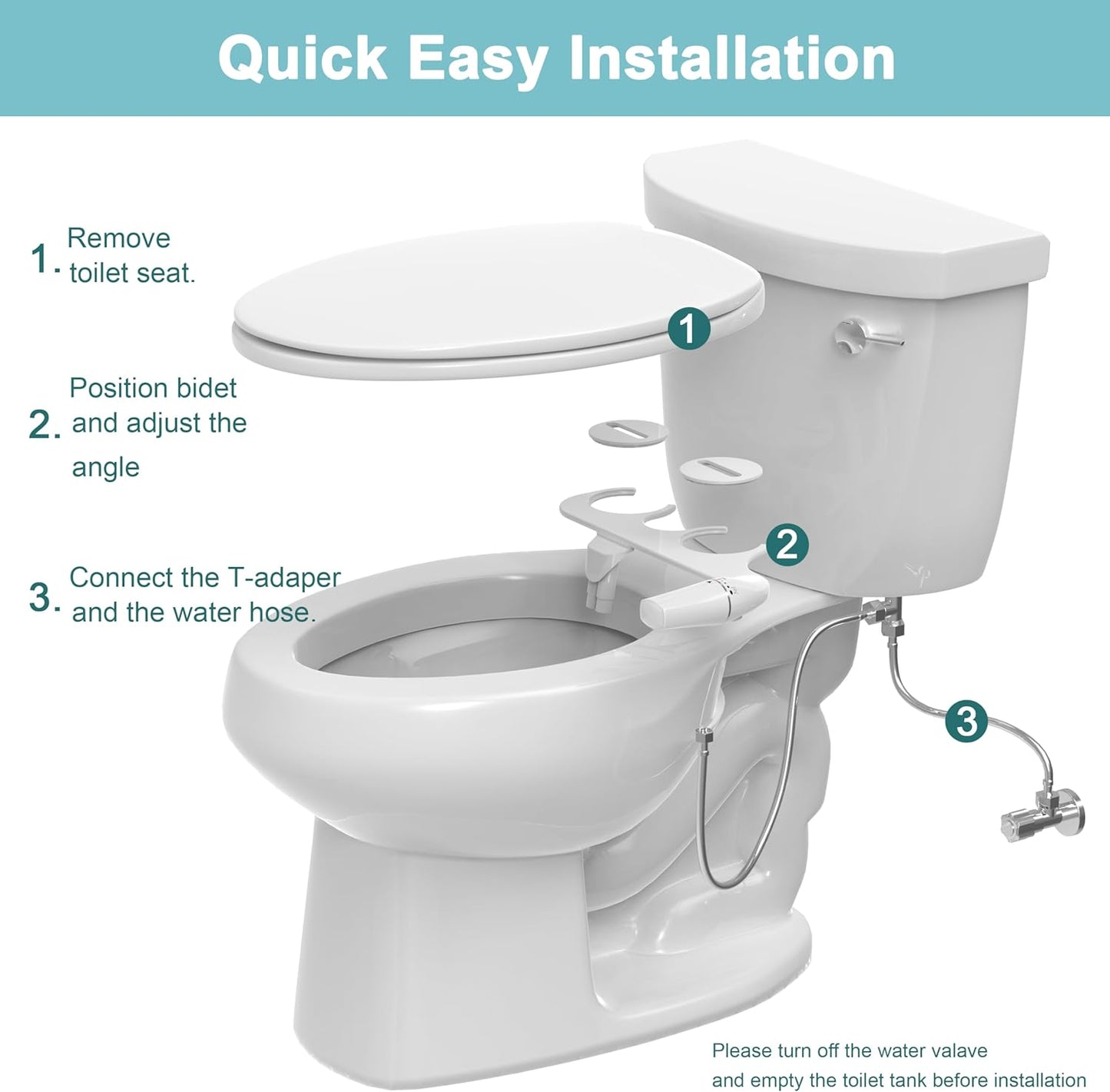 Ultra-Slim Bidet Toilettenaufsatz, Nicht Elektrisch, Left