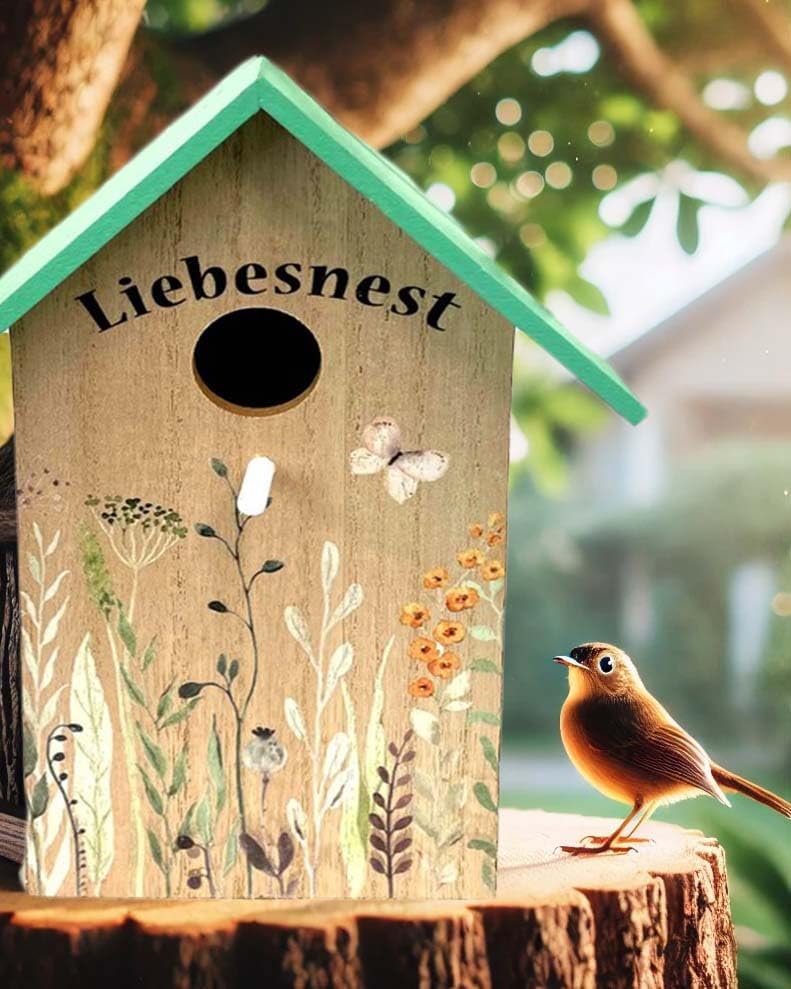2-teiliges Vogelhaus Nistkasten-Set Liebesnest und Zwitscherhaus, Liebesnest und Zwitscherhaus