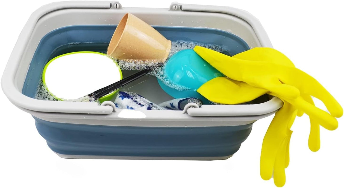 Faltbare Wanne mit Griff, Grau/Stahlblau 1