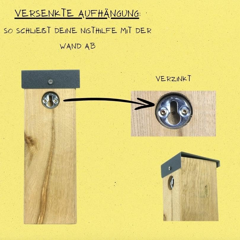 Wildbienen-Nisthilfe mit Dach und Aufhänger