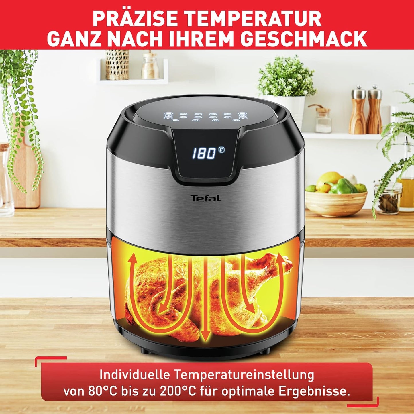 Heissluftfritteuse Easy Fry Deluxe XL, 4,2 L – Deluxe XL mit Display, Edelstahl