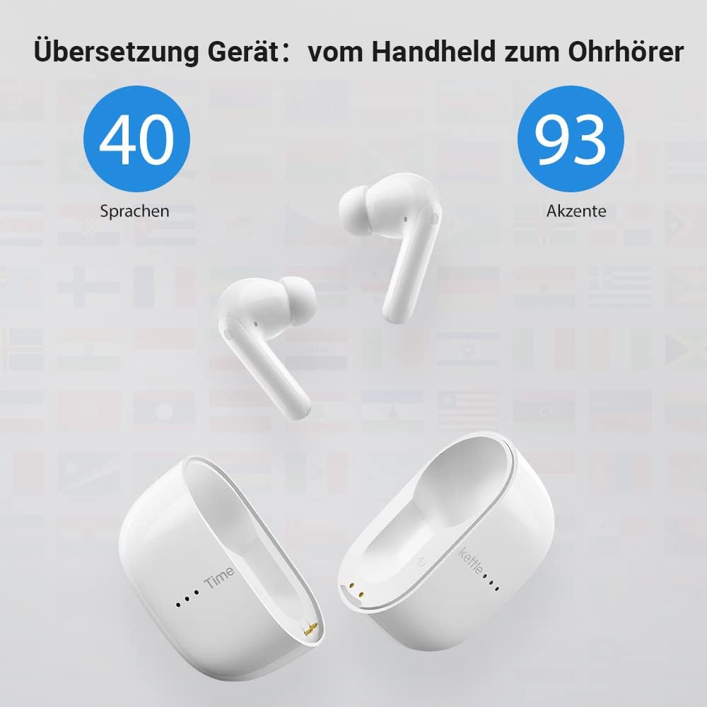 M3 Übersetzer-Kopfhörer mit App-Unterstützung, Weiss Offline-Paket inklusive