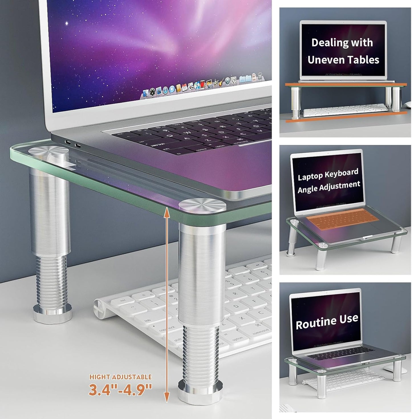 Höhenverstellbarer Monitor-Ständer aus Glas, M