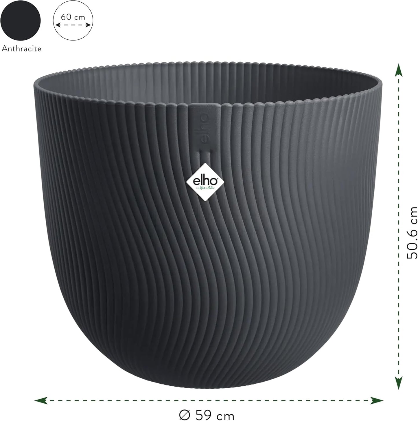 Runder Blumentopf Sereh, 60 cm Anthracite