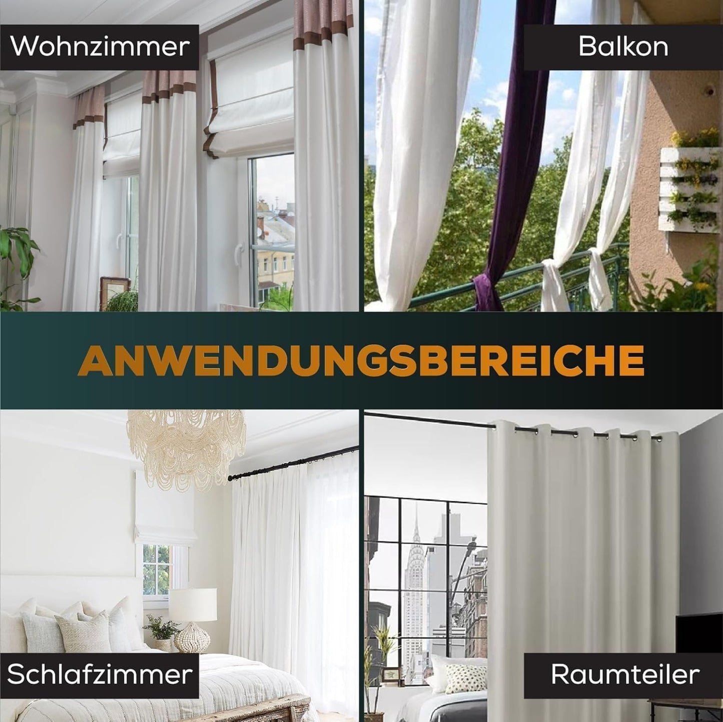 Teleskop-Duschvorhangstange, 270-320 cm Grau