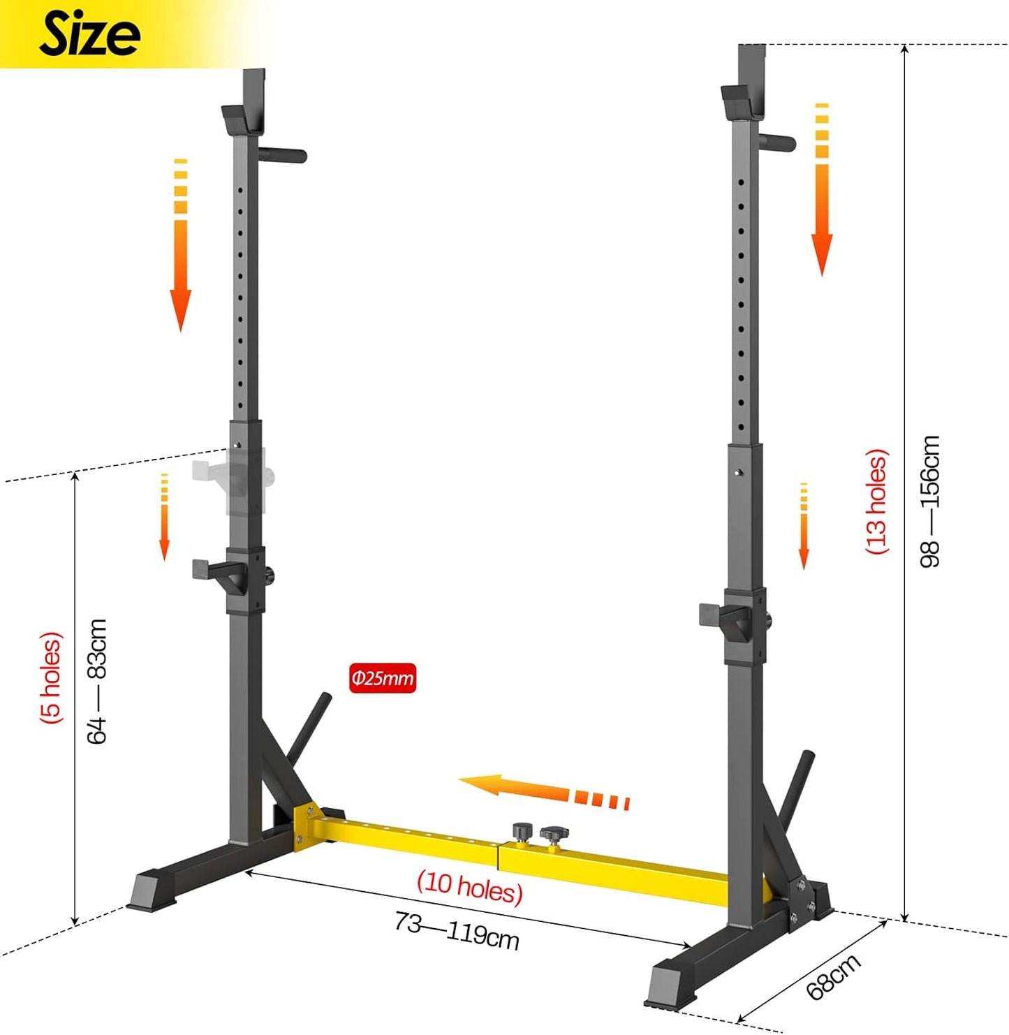 Höhenverstellbares Squat Rack für Zuhause (bis 250 kg)