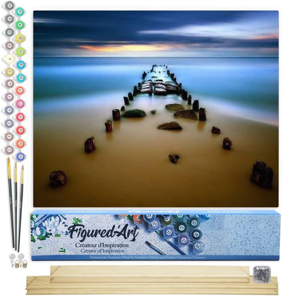 Malen nach Zahlen Set Brücke im Wasser, Brücke im Wasser 40x50cm Mit Keilrahmen (nicht gespannt)